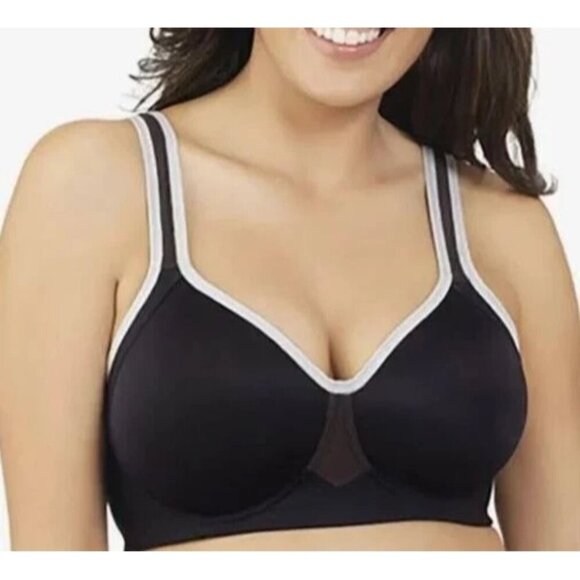 Vanity Fair 71500 Black Gray Full Figure Wireless Sports Bra Sz 42DD - Picture 1 of 5